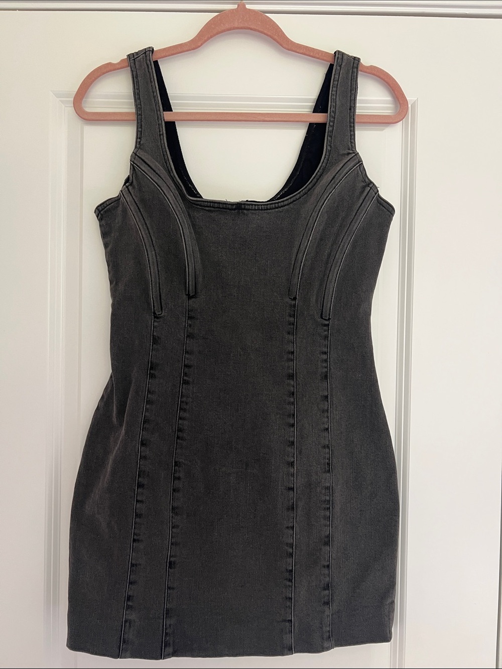 Ksubi Crimez Denim Tank mini dress in Vamp Black